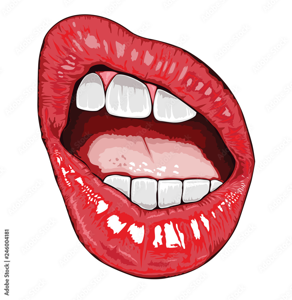 Naklejka premium Red Lips joke Expression, Vector Illustration