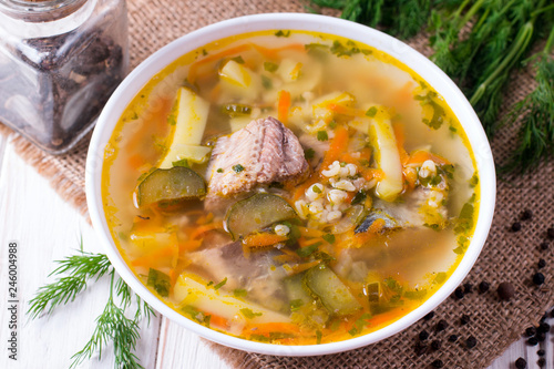 Fish soup from canned fish