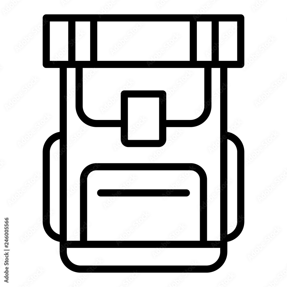 Hiking backpack icon. Outline hiking backpack vector icon for web design isolated on white background