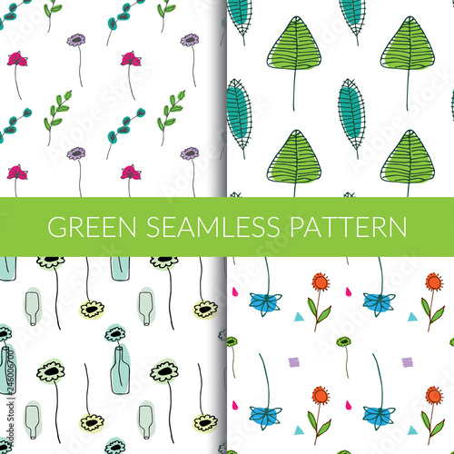 Green seamless patterns by hand. Modern Wallpaper for textiles