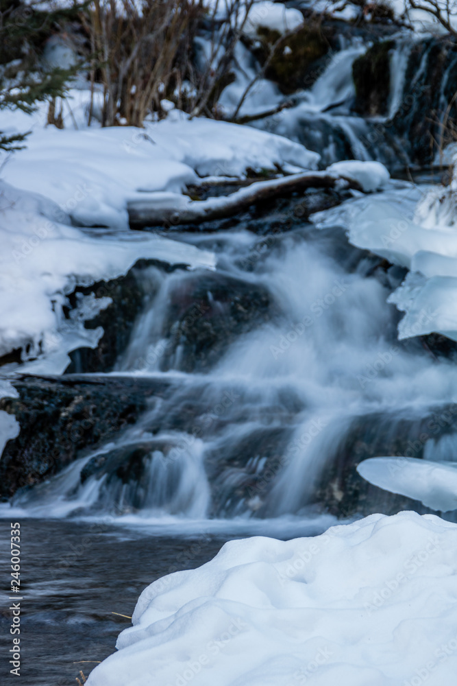 Big Hills springs under snow and ice, Big Hill Springs Provincial Recreation Area, Alberta, Canada Big Hills springs under snow and ice, Big Hill Springs Provincial Recreation Area, Alberta, Canada