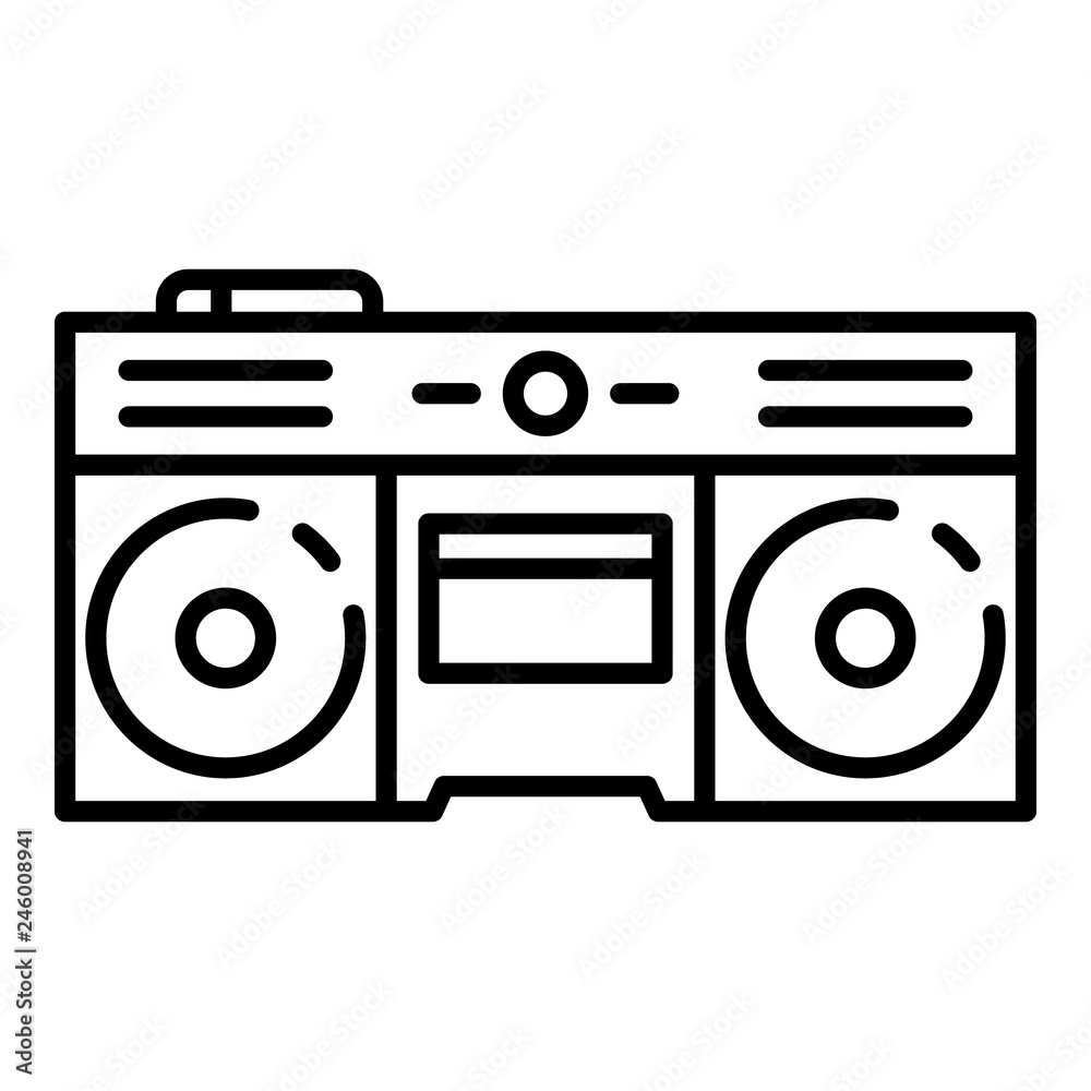 Boom box icon. Outline boom box vector icon for web design isolated on white background