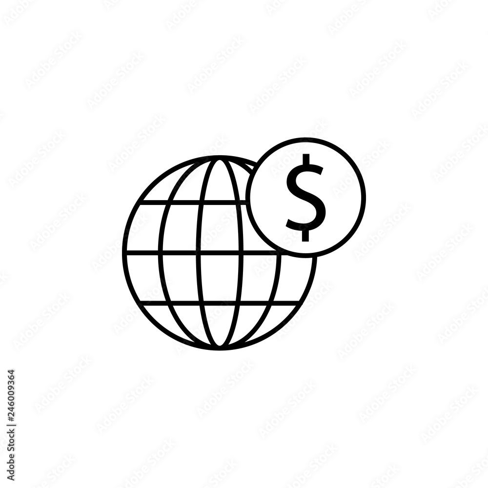 global, world, dollar icon. Element of finance illustration. Signs and symbols icon can be used for web, logo, mobile app, UI, UX global, world, dollar icon. Element of finance illustration. Signs and symbols icon can be used for web, logo, mobile app, UI, UX