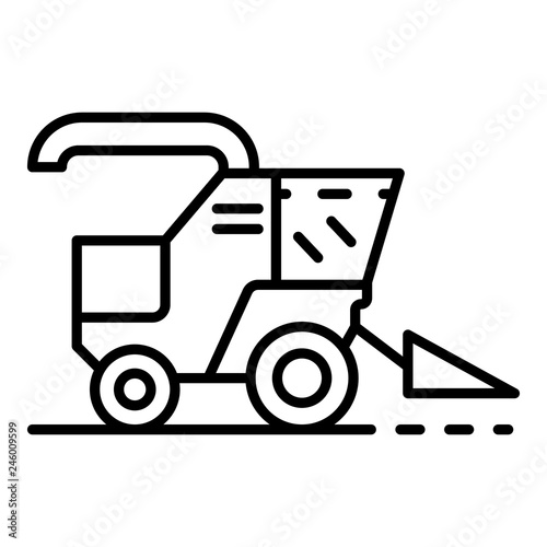 Combine harvester icon. Outline combine harvester vector icon for web design isolated on white background
