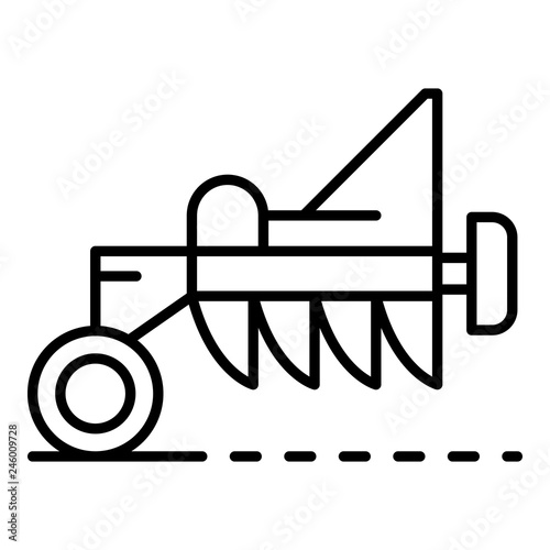 Tractor plough icon. Outline tractor plough vector icon for web design isolated on white background