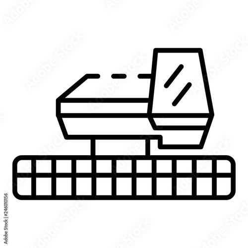 Front combine harvester icon. Outline front combine harvester vector icon for web design isolated on white background