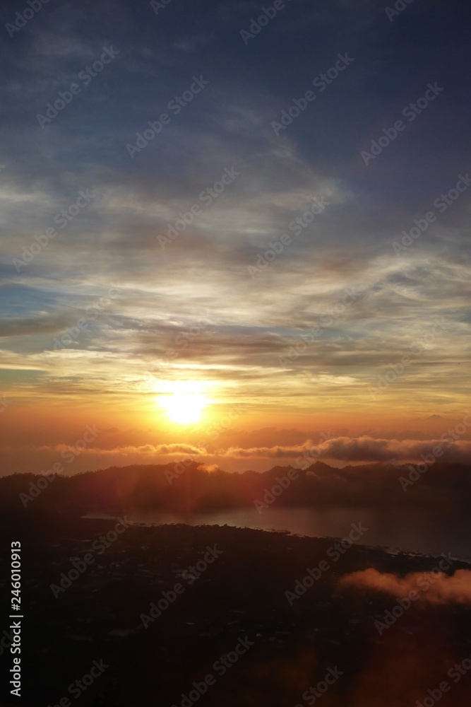 sunset mount batur indonesia Bali