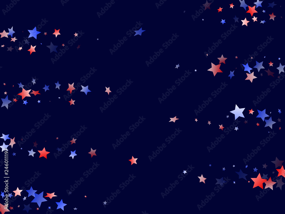 Flying red blue white star sparkles vector american patriotic background. Flying red blue white star sparkles vector american patriotic background.