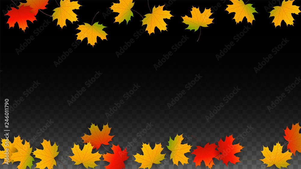September Vector Background with Golden Falling Leaves. Autumn Illustration with Maple Red, Orange, Yellow Foliage. Isolated Leaf on Transparent Background. Bright Swirl. Suitable for Posters. September Vector Background with Golden Falling Leaves. Autumn Illustration with Maple Red, Orange, Yellow Foliage. Isolated Leaf on Transparent Background. Bright Swirl. Suitable for Posters.