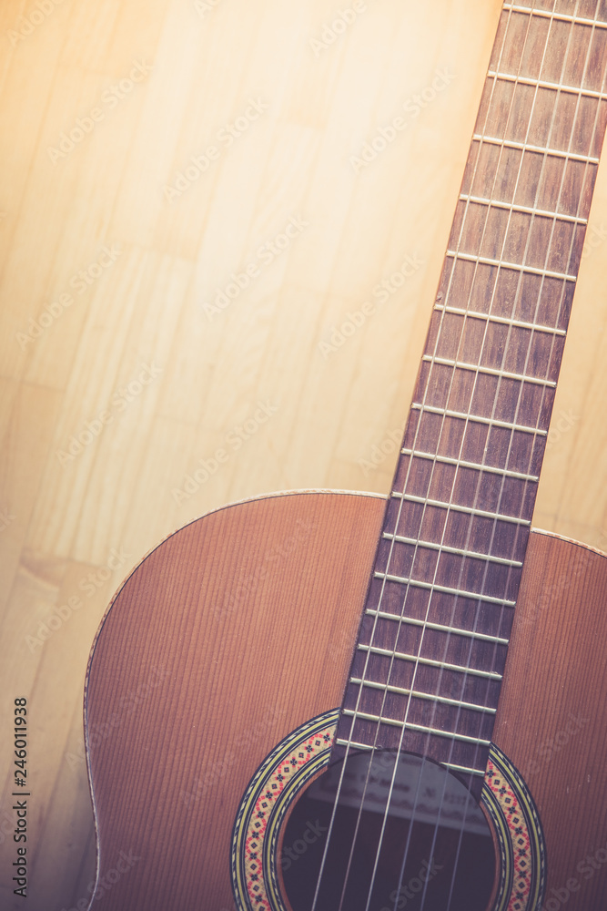 Obraz premium Classical guitar and strings, professional instrument