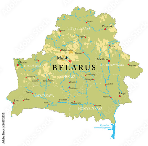 Canvas Print Belarus physical map