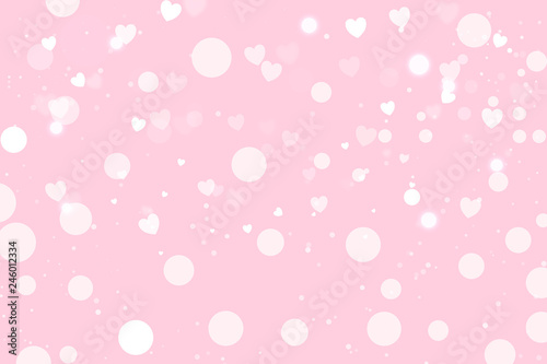 Pastel blurred heart bokeh background, Valentine's Day card texture