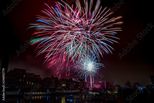 fireworks in the city of Ghent on New Year's Eve