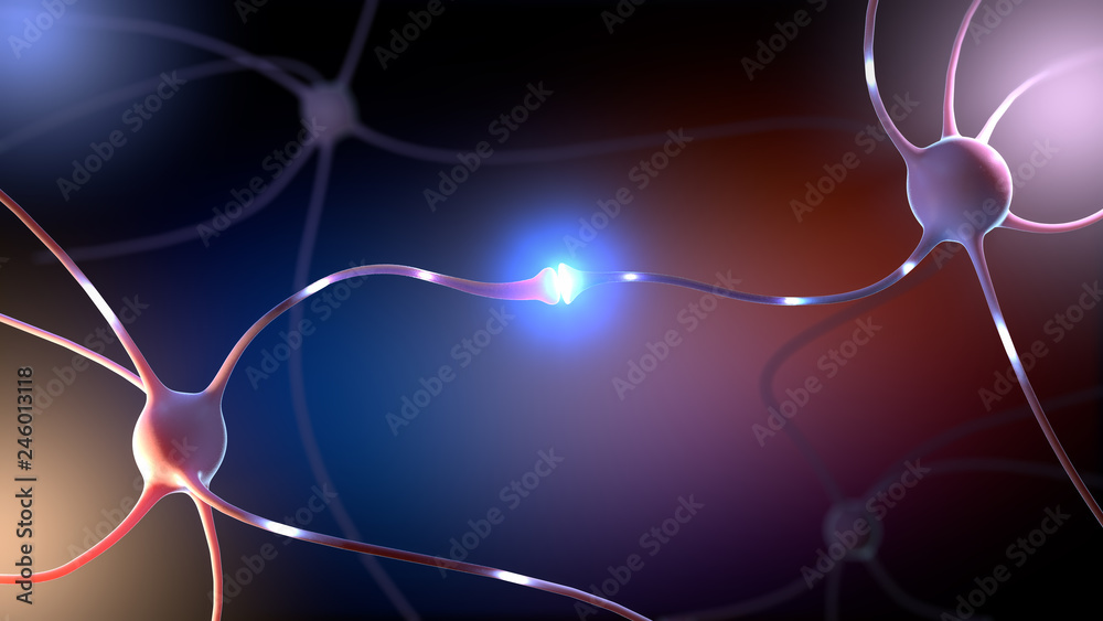 3d illustration of a synapse part of a neuron or nerve cell Stock ...