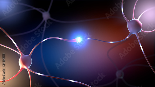 3d illustration of a synapse part of a neuron or nerve cell photo