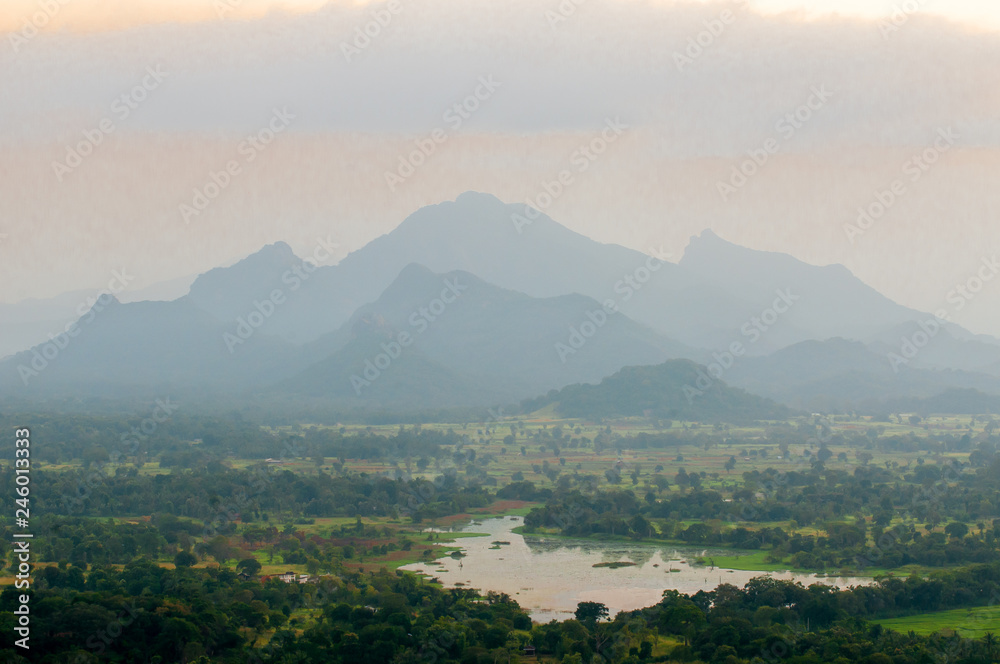 Naklejka premium mountains in the fog