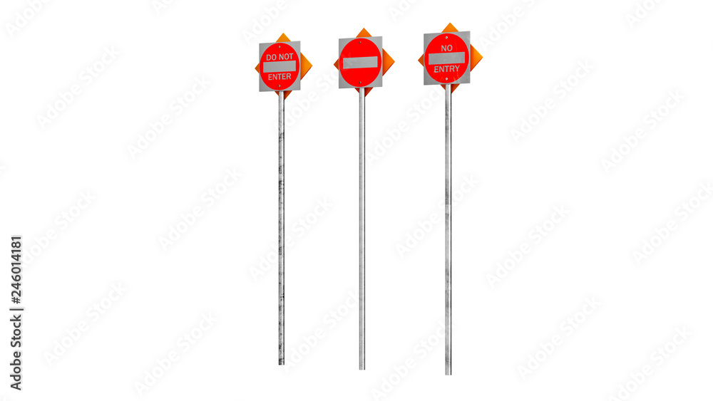 Sign traffic road symbol red, isolated background. 3D rendering Sign traffic road symbol red, isolated background. 3D rendering