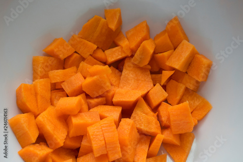 Carrot cubes.