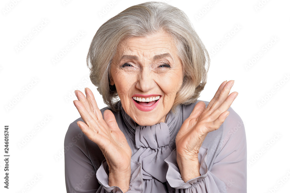 Portrait of beautiful senior woman on white background Portrait of beautiful senior woman on white background