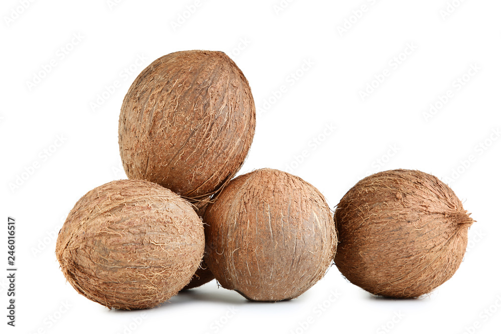 Ripe coconuts isolated on white background Ripe coconuts isolated on white background