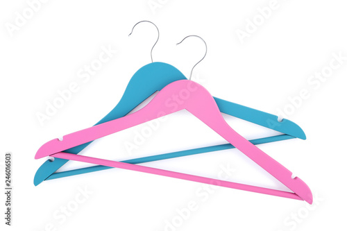 Colorful hangers isolated on white background