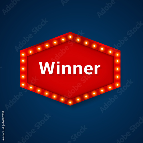 Retro Light Winner Billboard Vector.