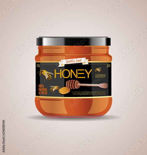 Glass jar mock up honey jam package design