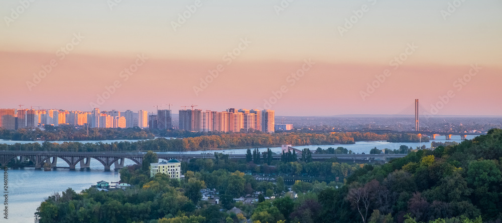 Evening colors of autumn Kiev,wiev to south bridge Evening colors of autumn Kiev,wiev to south bridge
