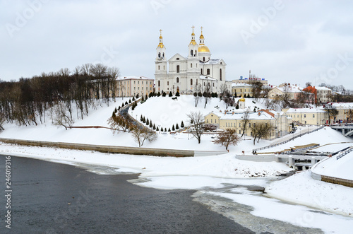 Holy Dormition Cathedral on Uspenskaya mountain over Western Dvina River, Vitebsk, Belarus photo