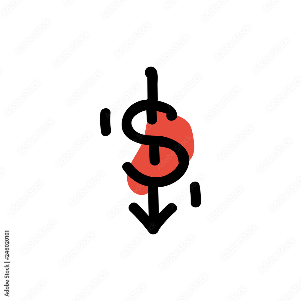 Currency drop icon. Vector hand drawn line symbol Currency drop icon. Vector hand drawn line symbol