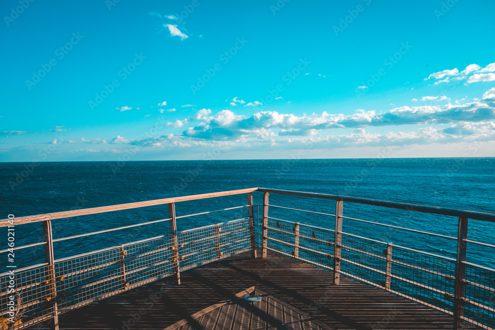 beautiful overview platform at sea with dramatic sky