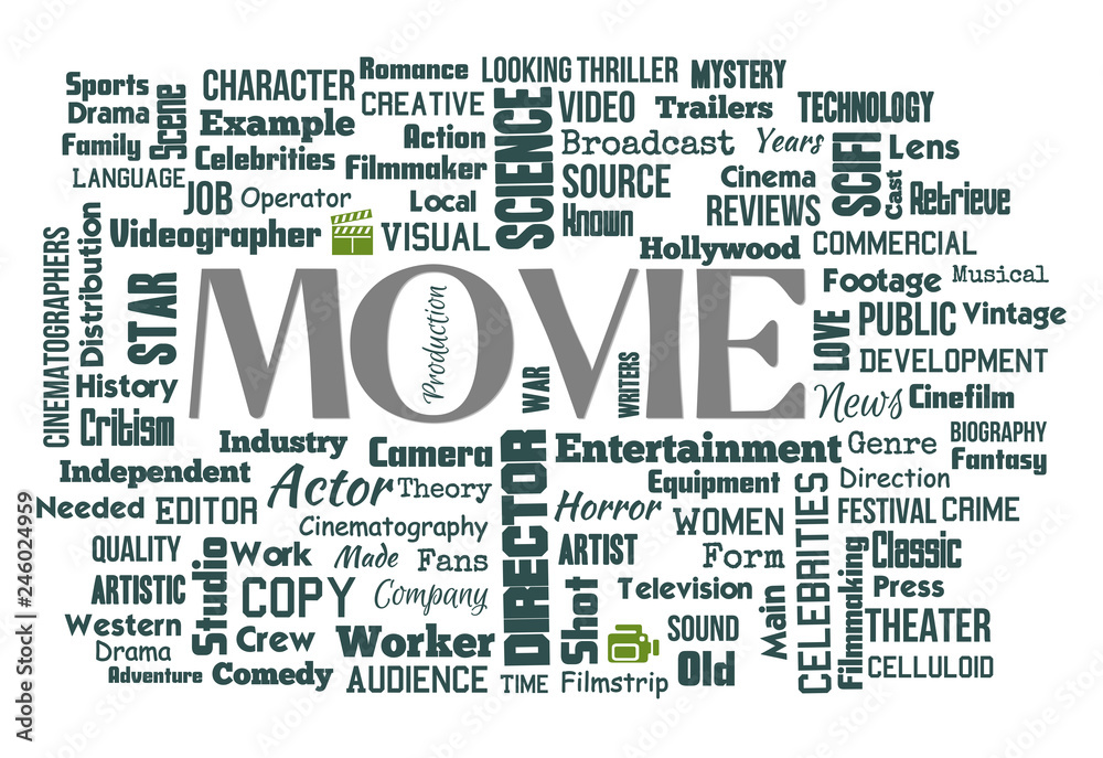Movie Word Clouds On White Background