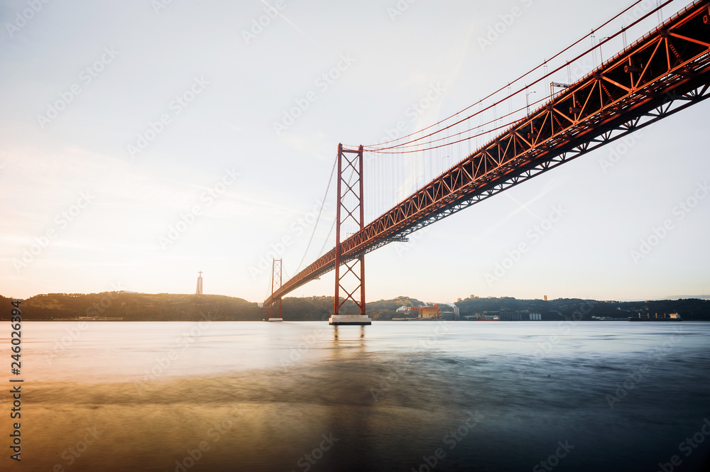 The Ponte 25 de Abril Bridge in Lisbon, Portugal
