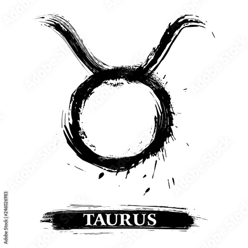 Zodiac sign Taurus created in grunge style