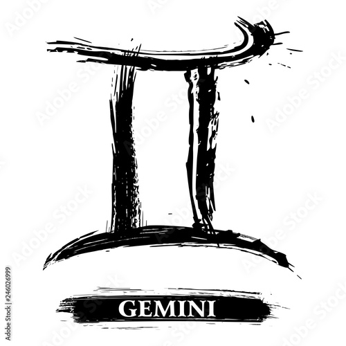 Zodiac sign Gemini created in grunge style