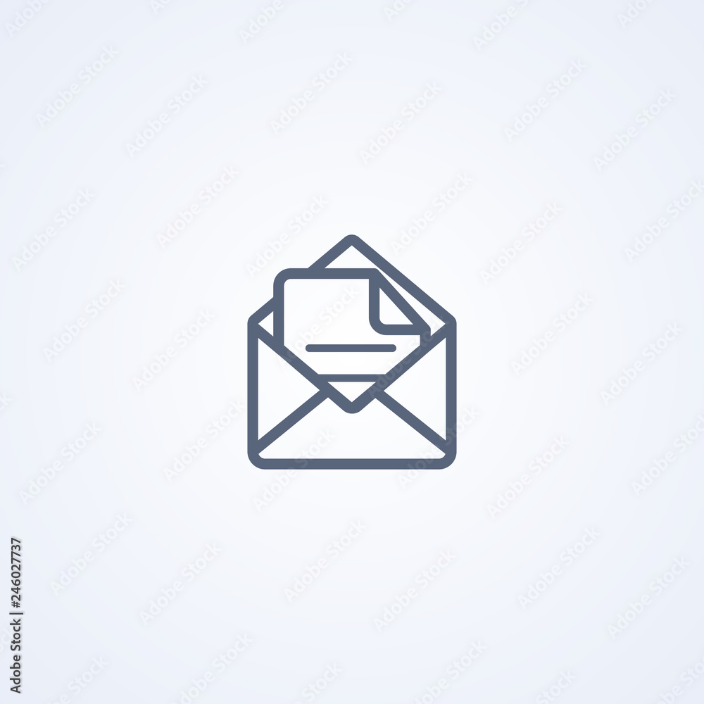 Read mail envelope, vector best gray line icon Read mail envelope, vector best gray line icon