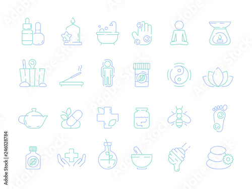 Traditional naturopathy icon. Alternative herbal medicine vitamin bioenergy health osteopathy and homeopathy tools vector symbols. Illustration of medication naturopathic and medicine healthy