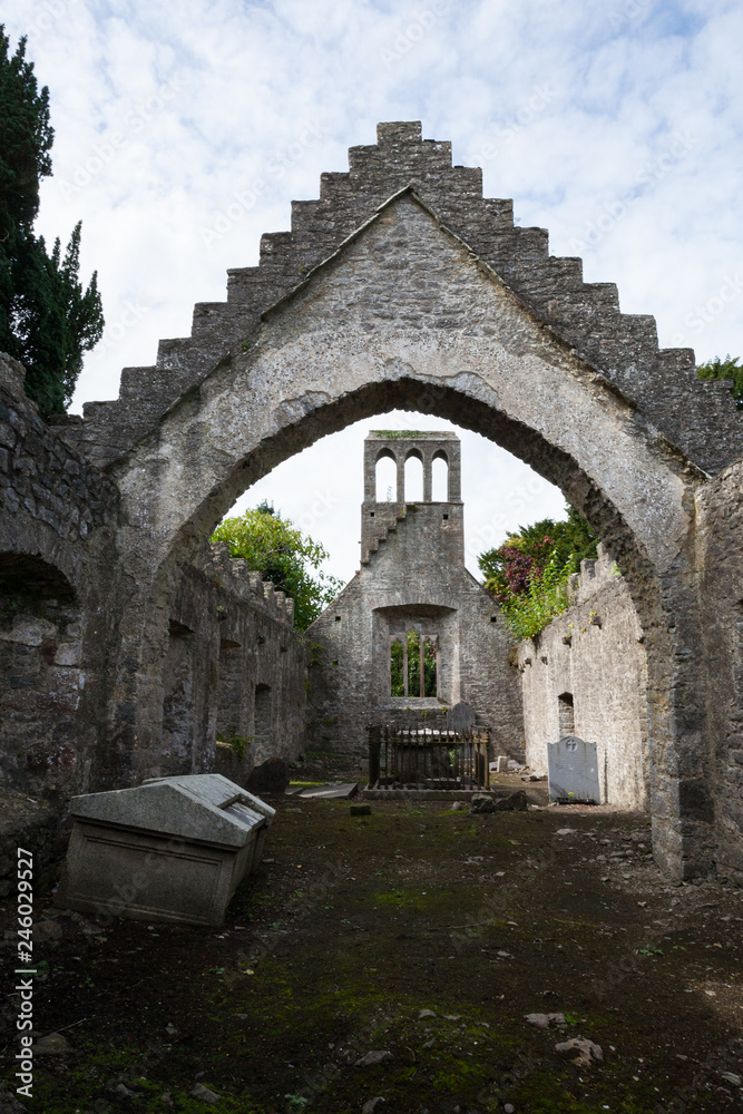 Church ruins in the grounds of Malahide Castle in Dublin, Ireland