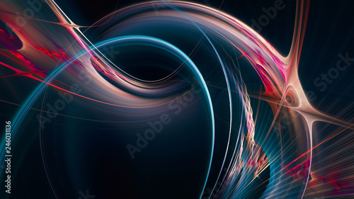 Abstract background element. Dynamic curves ands blurs pattern. Detailed fractal graphics. Science and technology concept.