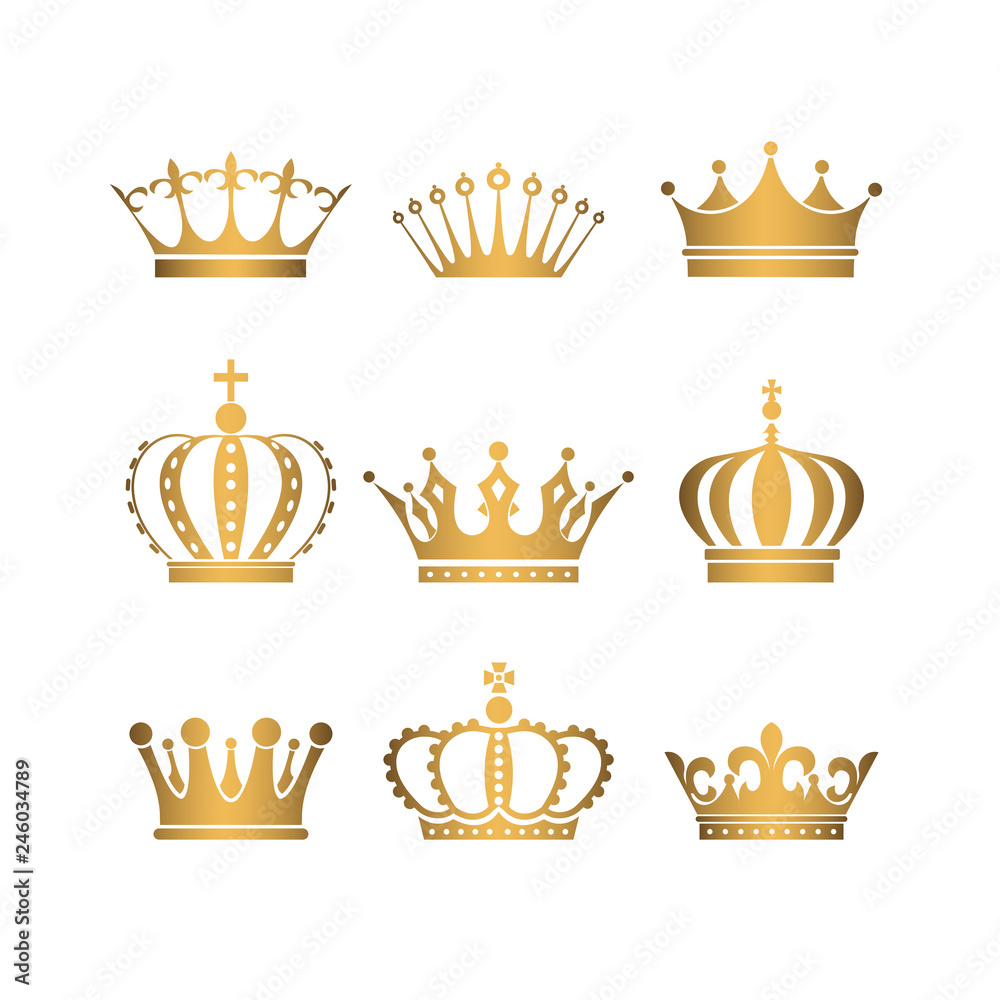 Set of gold crowns. Set of gold crowns.