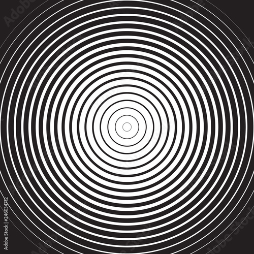 Black and white concentric line circle background or ripple effect