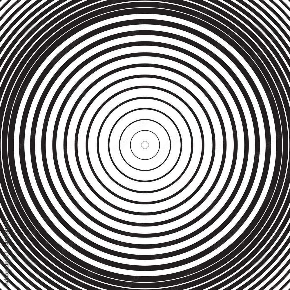 Black and white concentric line circle background or ripple effect