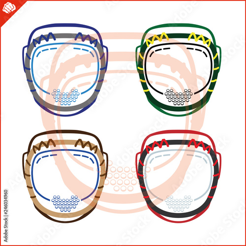 Set martial art colored helmet simbol design. Vector, EPS.