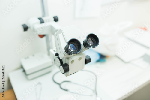 Professional medical microscope in a research center