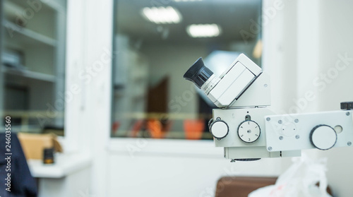 Professional medical microscope in a research center