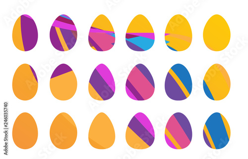 Eggs icons set for happy Easter greeting card design