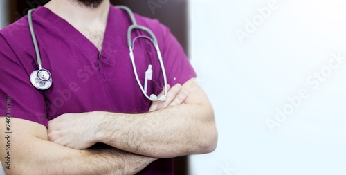 male doctor on the background of the medical center.