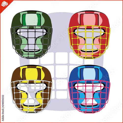 Set martial art colored helmet simbol design. Vector, EPS.