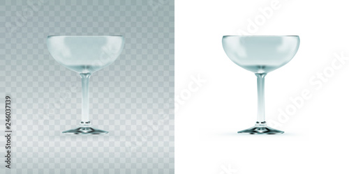 Empty transparent cocktail sauser glass for margarita