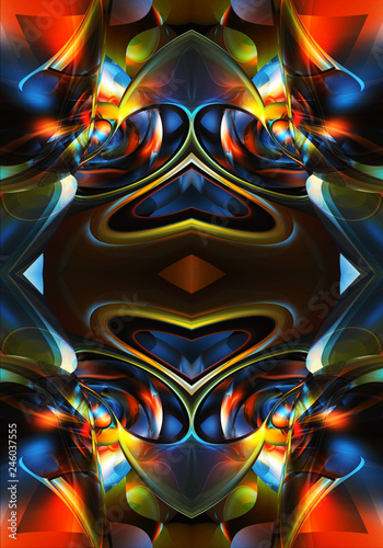 Fototapeta Naklejka Na Ścianę i Meble -  Abstract 3d computer generated unique bright beautiful abstract multicolored fractals artwork background